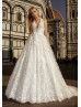 Halter Ivory Lace Low Back Wedding Dress